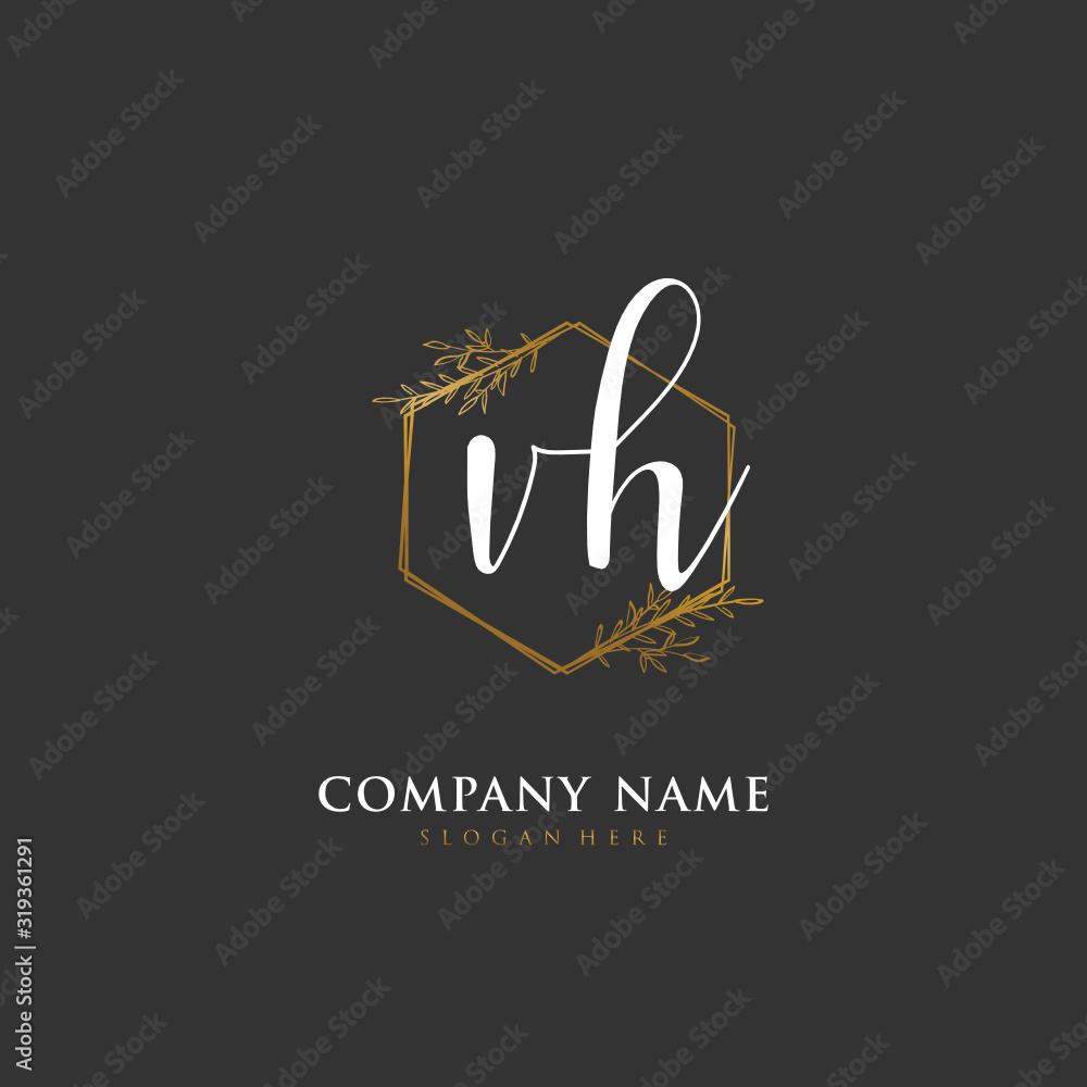 Handwritten initial letter V H VH for identity and logo. Vector logo ...