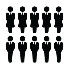 People icon vector male and female group of persons symbol avatar for business management team in flat color glyph pictogram illustration