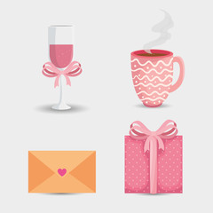 Sticker - envelope mail with icons for san valentines day