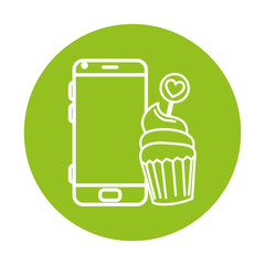 Sticker - smartphone screen on green background