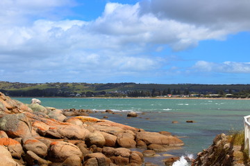 Sticker - sea and rocks in granite island, australia