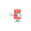 cartoon character style chinese red scroll having clock