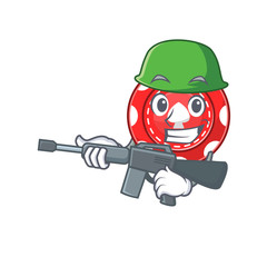 Wall Mural - A cartoon design of gambling chips Army with machine gun