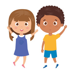 Sticker - children standing on white background