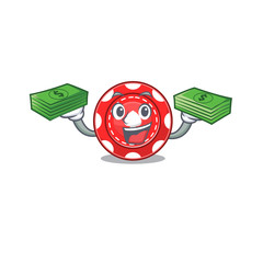 Sticker - happy rich gambling chips character with money on hands