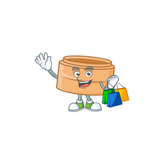 Wall Mural - A happy rich dimsum basket waving and holding Shopping bag