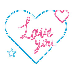 Canvas Print - love you lettering in heart isolated icon