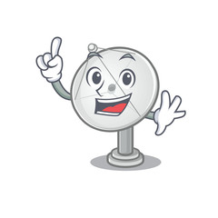 Poster - One Finger satellite dish in mascot cartoon character style