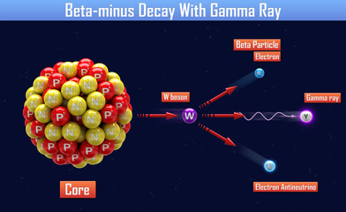 Wall Mural - Beta-minus Decay With Gamma Ray