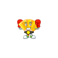 Sticker - Happy Face Boxing gold chinese folding fan cartoon character design