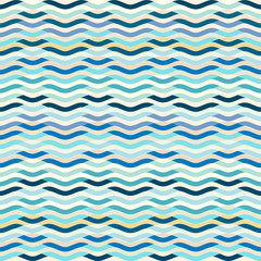 Fototapete - Blue waves pattern in patchwork style.