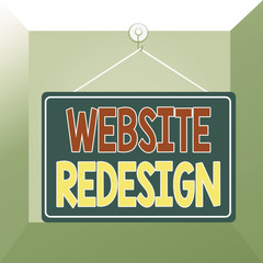 Wall Mural - Conceptual hand writing showing Website Redesign. Concept meaning modernize improver or evamp your website look and feel Memo reminder empty board attached background rectangle