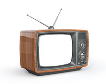 Old Tv With White Screen Isolated On A White Background. 3d Illustration