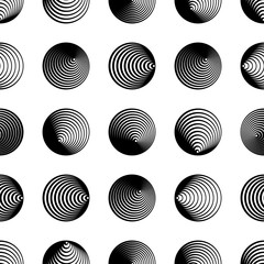 Poster - Black vector seamless pattern with circle design elements