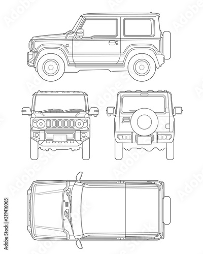 51 クロカントリー4wd四面図 Suv 外観 テクニカルイラスト Stock Vector Adobe Stock 51 クロカントリー4wd四面図 Suv 外観 テクニカルイラスト Stock Vector Adobe Stock