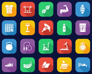 Poster - Fitness Icons Flat Design Set Big