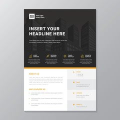 A4 modern elegant business template flayer poster pamphlet brochure with space for photo background in orange, black, grey and white color cmyk ready to print vector editable layer