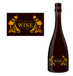Vector label for a bottle of wine with abstract composition with text and grapes.