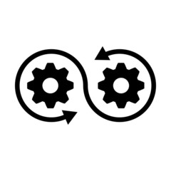 Development icon in transparent style. Devops vector illustration on isolated background. Cog with arrow business concept