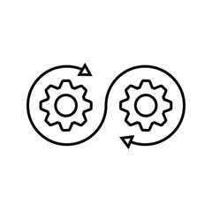 Development icon in transparent style. Devops vector illustration on isolated background. Cog with arrow business concept