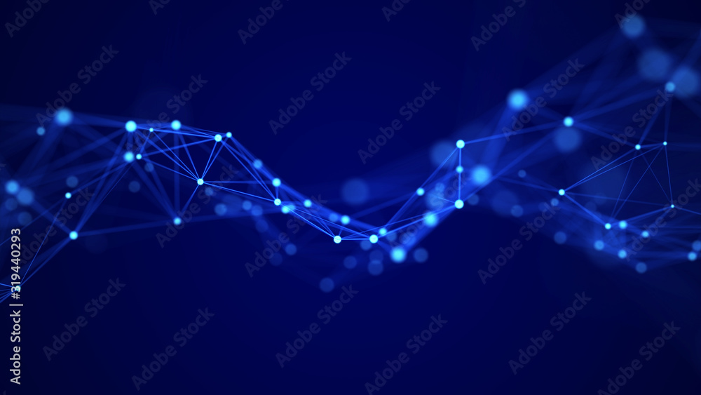 Network connection structure. Background for business event. Science background. Big data digital background. 3d rendering. - obrazy, fototapety, plakaty 