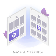 Wall Mural - usability testing flat vector icon concept. prototype of two different ui web app interfaces for tes