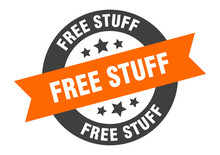 Free Stuff Sign. Free Stuff Round Ribbon Sticker. Free Stuff Tag