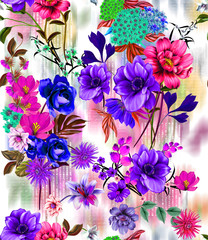 Wall Mural - Flowers are full of romance,the leaves and flowers art design