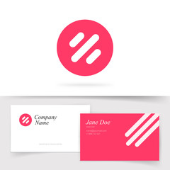 Wall Mural - round abstract logotype with lines or red logo template design vector symbol with business card temp