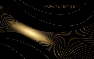 Wall Mural - Abstract background. Golden lines on a black background. Luxury vector illustration.