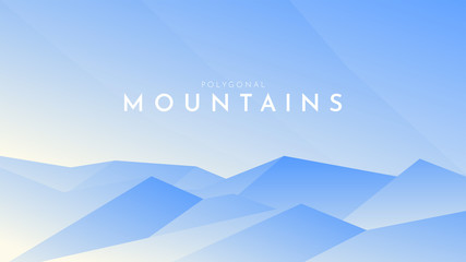 Wall Mural - modern outdoor vector illustration. minimalist flat landscape. polygonal design. blue mountains with