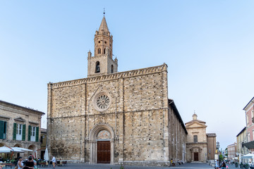 Atri, Teramo, Italy, August 2019: Cathedral of Atri, Basilica of Santa Maria Assunta, national monument since 1899, Gothic architecture