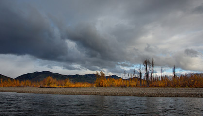 Wall Mural - Russia. Far East. The colours of autumn are cold-water rivers of Magadan.