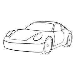 Vector of a Sports Car in Black And White