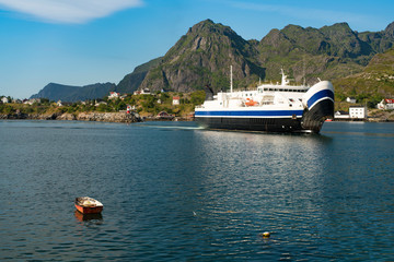 Quick Ferry and Express boat from Moskenes to Bodo  on Lofoten Islands, Nordland northern Norway - Amazing Ferry Trip in beautiful fjords in Norway.