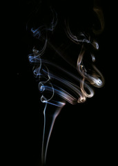 Incense smoke with black background