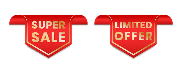 Super sale. Limited offer tag label for promotion in social media.