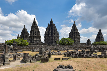 yogyakarta, indonesia: august 8, 2019: prambanan temple, hindu temple on java