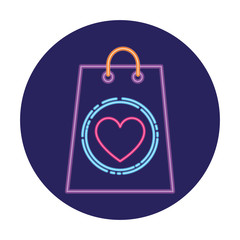 Poster - shopping bag in neon light, valentine day