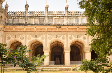 Wall Mural - Minaret at the Great Mosque at the tombs of the seven Qutub Shahi rulers in the Ibrahim Bagh India