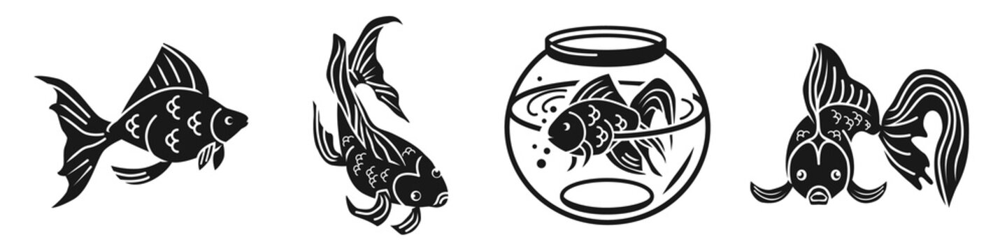 Goldfish icons set. Simple set of goldfish vector icons for web design on white background