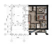 © Free_styler - 3d rendering of a modern private house located on the architectural technical drawing