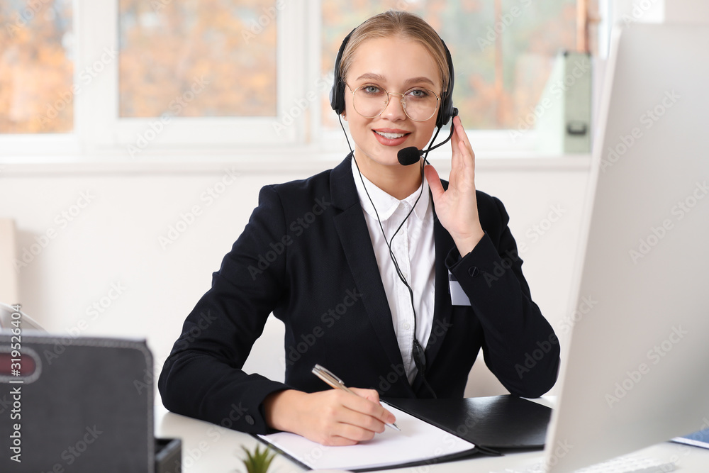 Female secretary working in office