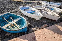 Old Fishing Boats In The Port Of La Caletta. Tenerife, Canary Islands, Spain