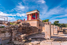 View At The Ruins Of The Famous Minoan Palace Of Knossos ,the Center Of The Minoan Civilisation And One Of The Largest Archaeological Sites In Greece.