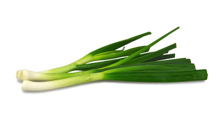 Wall Mural - Spring onions isolated on white background