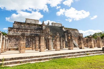 Wall Mural - Ancient Ruins of Temple of Warriors at Chichen Itza, Mexico