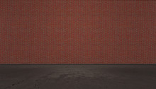 Empty Red Brick Stone Wall. 3d Render.