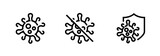 Fototapeta  - Danger Microbe or Virus editable line vector icons. Stop, Shield and Coronavirus set