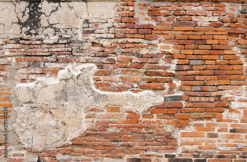 Fototapeta mur  sciana-w-stylu-vintage-biale-tlo-starej-tekstury-cegly-cementowej-ma-pomaranczowa-czerwien-wiele-poziomych